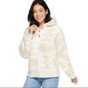 Sonoma “Goods for Life” Cozy Cream “Henley”Hoodie in Honey Cream Aztec Print.